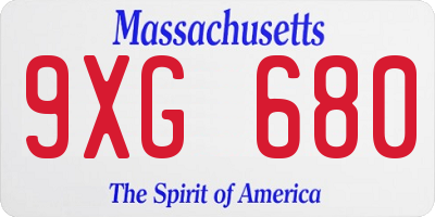 MA license plate 9XG680