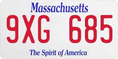 MA license plate 9XG685
