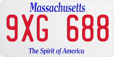 MA license plate 9XG688