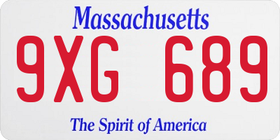 MA license plate 9XG689