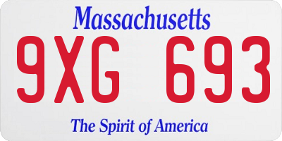 MA license plate 9XG693