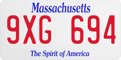MA license plate 9XG694