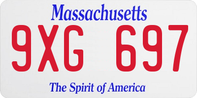 MA license plate 9XG697