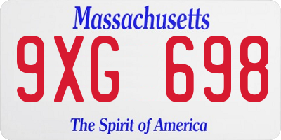 MA license plate 9XG698