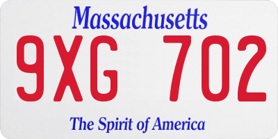 MA license plate 9XG702