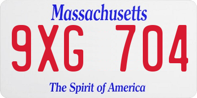 MA license plate 9XG704