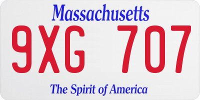 MA license plate 9XG707
