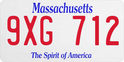 MA license plate 9XG712