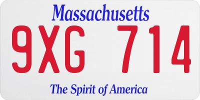 MA license plate 9XG714