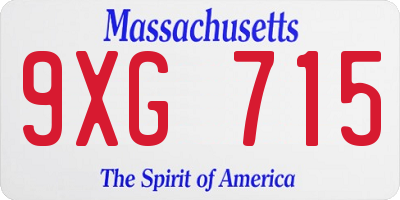 MA license plate 9XG715