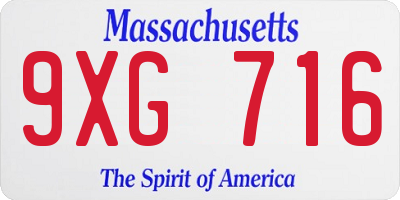 MA license plate 9XG716