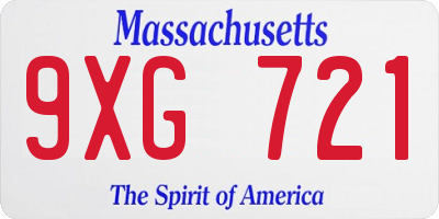 MA license plate 9XG721