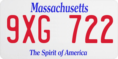 MA license plate 9XG722