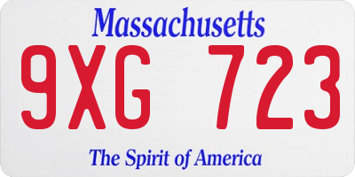 MA license plate 9XG723