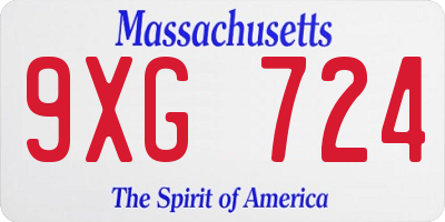 MA license plate 9XG724