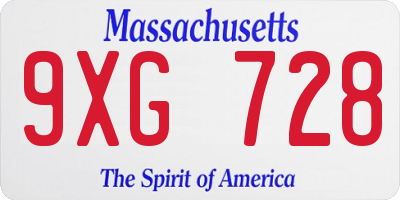 MA license plate 9XG728