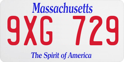 MA license plate 9XG729