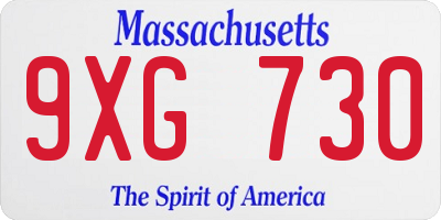 MA license plate 9XG730
