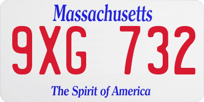 MA license plate 9XG732
