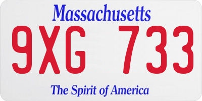MA license plate 9XG733