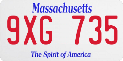 MA license plate 9XG735