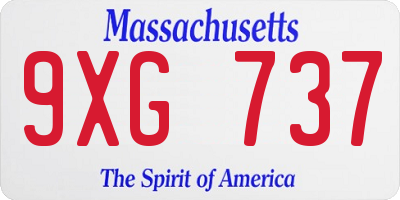 MA license plate 9XG737
