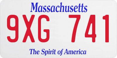 MA license plate 9XG741