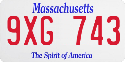 MA license plate 9XG743