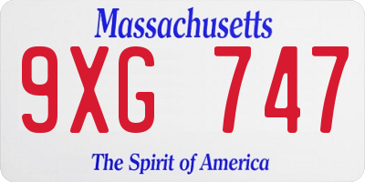 MA license plate 9XG747