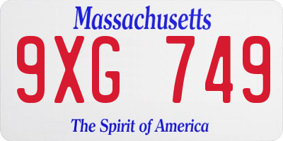 MA license plate 9XG749