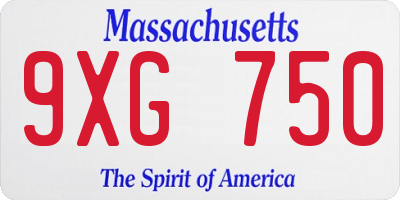 MA license plate 9XG750