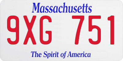 MA license plate 9XG751