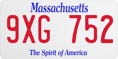 MA license plate 9XG752