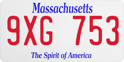 MA license plate 9XG753