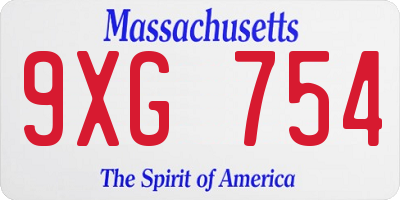 MA license plate 9XG754