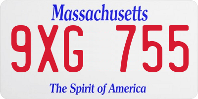 MA license plate 9XG755