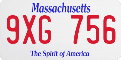 MA license plate 9XG756