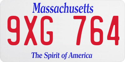 MA license plate 9XG764