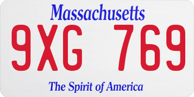 MA license plate 9XG769