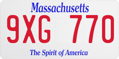 MA license plate 9XG770
