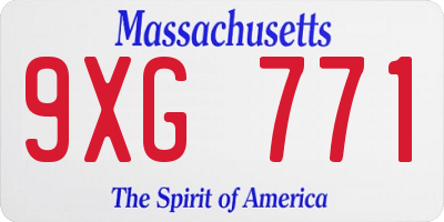 MA license plate 9XG771