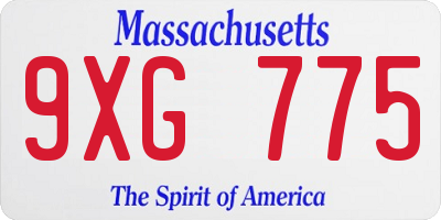 MA license plate 9XG775