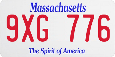 MA license plate 9XG776