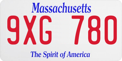 MA license plate 9XG780