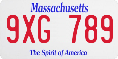 MA license plate 9XG789