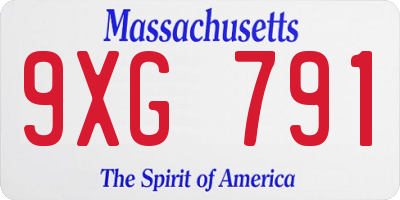 MA license plate 9XG791