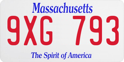MA license plate 9XG793