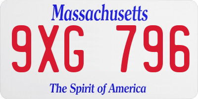MA license plate 9XG796