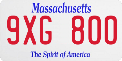 MA license plate 9XG800