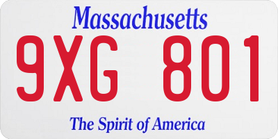 MA license plate 9XG801